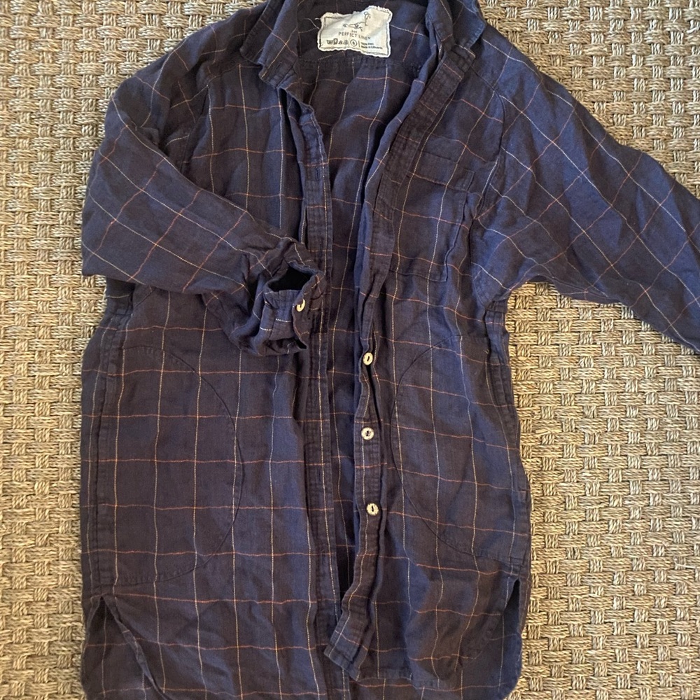 notPERFECTLINEN plum Plaid Button Down Shirt - Picture 2 of 2
